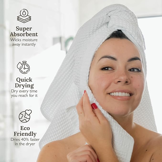 GILDEN TREE Waffle Towel Set Quick Dry Thin | 2 Bath Towels | 2 Hand Towels | 2 Washcloths, Classic Style (Pewter)