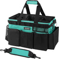 Wearable Cleaning Caddy Bag, Cleaning Caddy Supplies Organizer with Handle & Shoulder Straps for Housekeepers, Under Sink & Car Cleaning Tool Organizers with 4 Foldable Divider (Lake Blue)