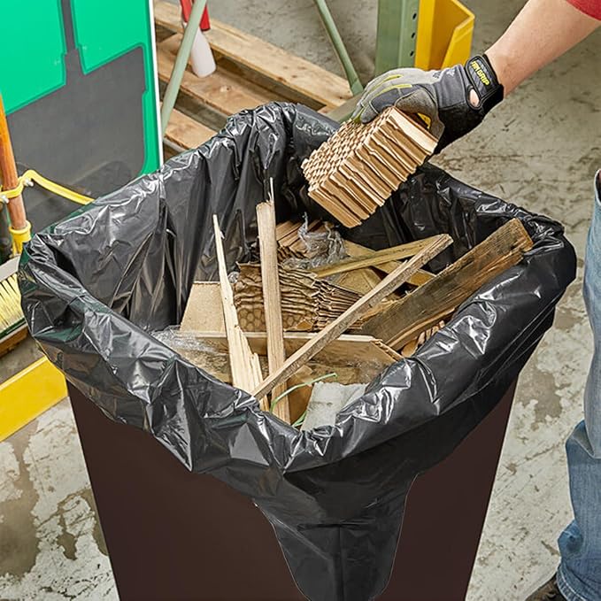 Contractor Heavy Duty Trash Bags 55 Gallon | 52 Count | 2 MIL | 36" X 56" | Large Black Flap Tie Construction Garbage Bags for Business Home Commercial, Industrial, Storage, Outdoor