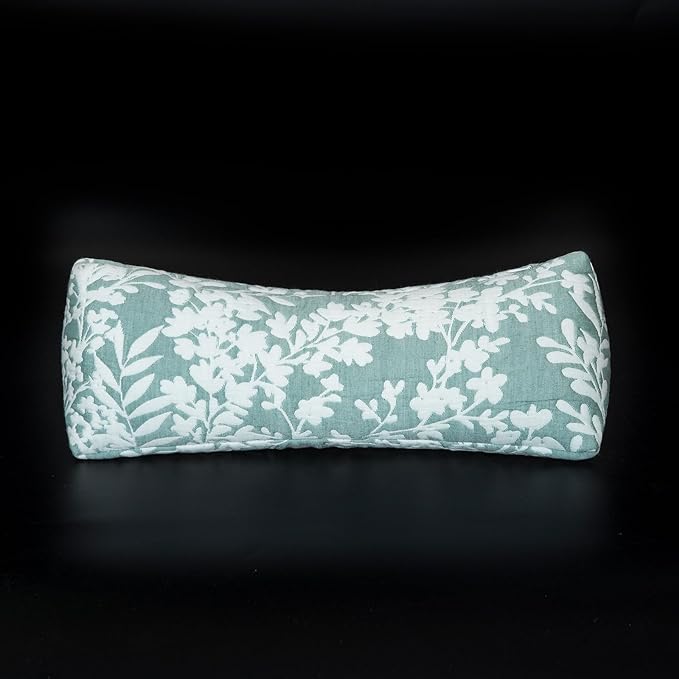 Buckwheat Neck Support Pillow Cervical Neck Cylinder Bolster Pillow,Buckwheat Hulls Adjustable Roll Pillow,Neck Pain Relief for Back and Side Sleepers Round Pillows for Lunch Break Green, 6*15 inch