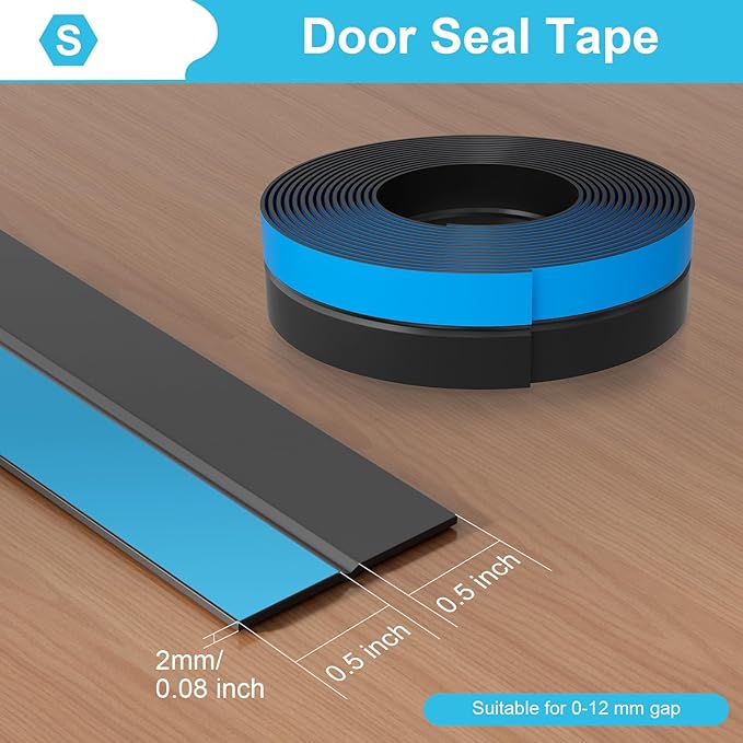 Weather Stripping Door Seal, Silicone Strip for Frame and Gaps Draft Stopper,Glass Shower Door Sweep, Black, 20 Feet x 1 Inch