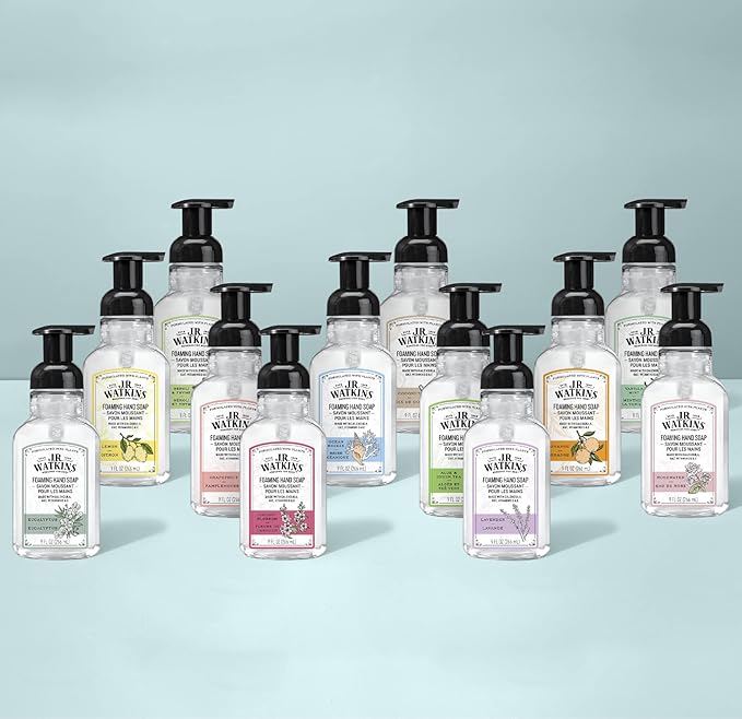 J.R. Watkins Foaming Hand Soap Refills, , Alcohol-Free Hand Wash, Cruelty-Free, , Moisturizing Hand Soap Refill for Bathroom or Kitchen, Lemon 28 fl oz Foam Soap Refill, 6 Pack