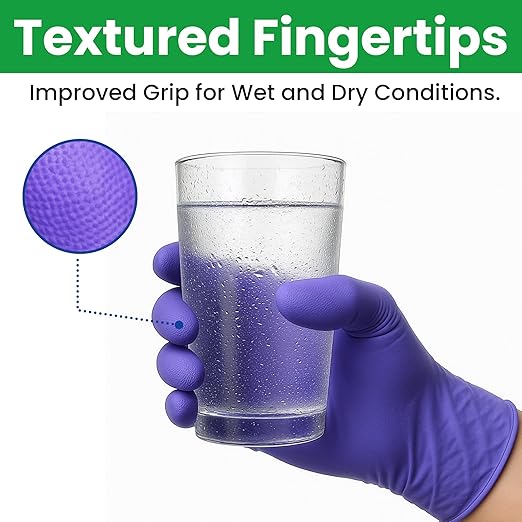 SafeWay Nitrile Disposable Gloves — Multi-Purpose Powder-Free, Non-Latex, Medical Use, and Textured Fingertips for Food Prep, Cleaning, Tattoo, Nursing, Lab, Examination, & More — (10000 pcs, Small)