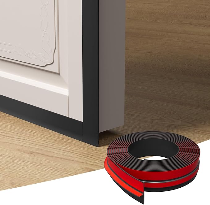 T-Shaped Door Draft Stopper, 1.37 in x 10 Ft Silicone Seal Strip for Windows Gaps, Weather Stripping Seal Strip Shower Sweep, Black