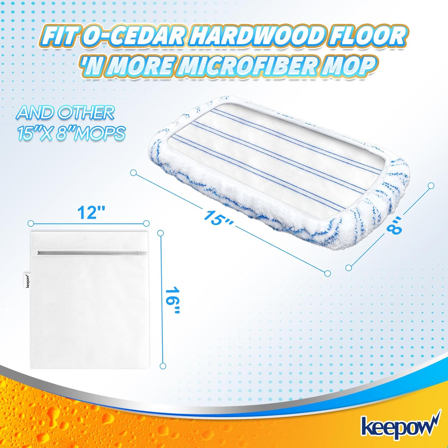 4 Pack Reusable Mop Pads for 15 * 8 inch Flat Mops Compatible with O Cedar Hardwood Floor More Microfiber Mop Cotton Terry Cloth, Floor Cleaner Mop Pads