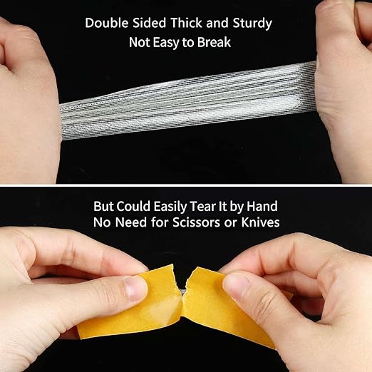 Double Sided Tape Heavy Duty, 2" x 66FT(20m), Universal High Tack Strong Wall Adhesive with Fiberglass Mesh, Super Sticky Resistente Clear Tape, Easy Use Mounting Tape for Home Office School