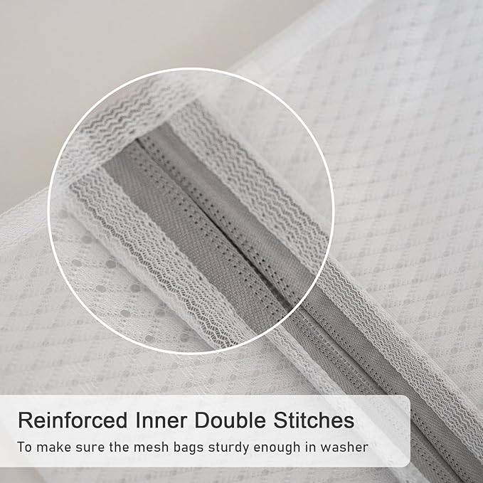 Polecasa 3Pcs 16 x 20 Inches Extra Durable 125g Diamond Mesh Laundry Bags with Sturdy Zipper for Delicates, Protect Clothes in Washing Machine, Laundry Room Essentials for College, Dorm (3 Large)