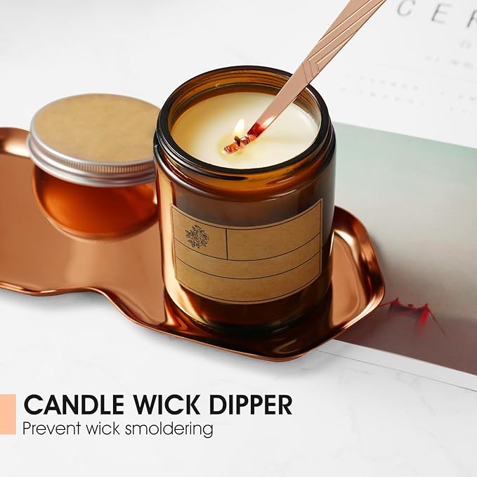 3-in-1 Candle Accessory Set, Wick Trimmer, Candle Snuffer, Wick Spoon, Stainless Steel Material Perfect for Candle Lovers(Rose Gold)