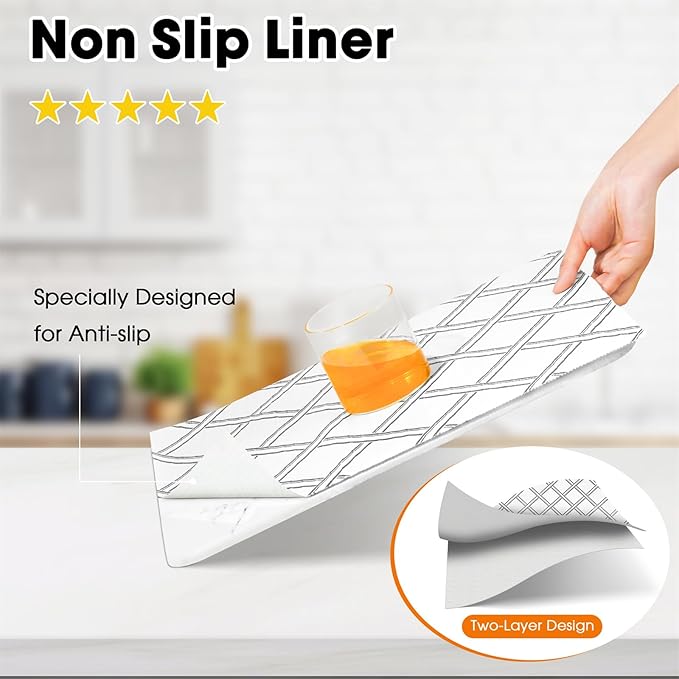 Drawer and Shelf Liner for Kitchen Cabinets Non-Adhesive, Non-Slip Cabinet Liner Shelf Paper Strong Grip Waterproof Easy to Clean for Kitchen Shelves Cupboard,Geometric,12IN X 30FT