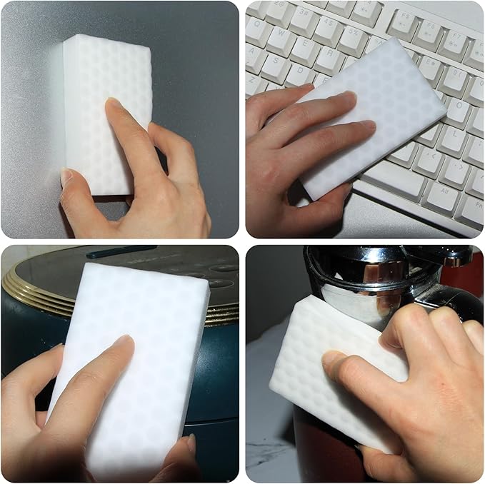 Sponge Eraser 20 Pack 2X Density and Long Lasting Melamine Sponges for Kitchen Bathroom Multi Surface Power Scrubber Foam Cleaning Pads - Bathtub, Floor, Baseboard, Bathroom, Wall Cleaner