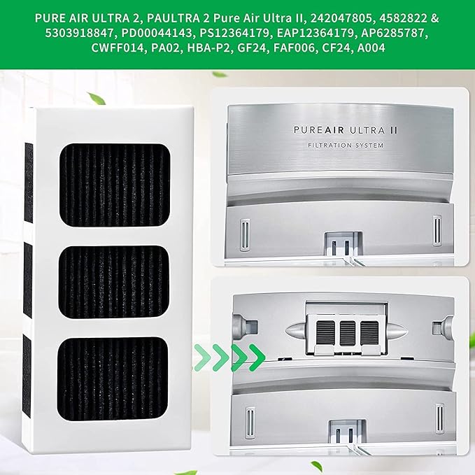 KEEPOW Paultra2 Refrigerator Air Filter Compatible with Frigidaire Pureair Ultra 2, Pure Air Ultra 2, Pureair Ultra ii, Electrolux 242047805, 5303918847, EAP12364179 (3 Pack)