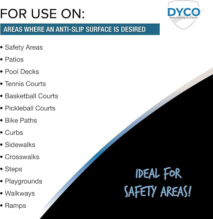 DYCO Court & Floor Anti-Slip Coating - Slip-Resistant Pavement, Cement & Concrete Paint for Pickleball, Tennis & Basketball Courts, Exceeds ADA Standards for Safety Areas (Stone Gray, 1 Gallon)