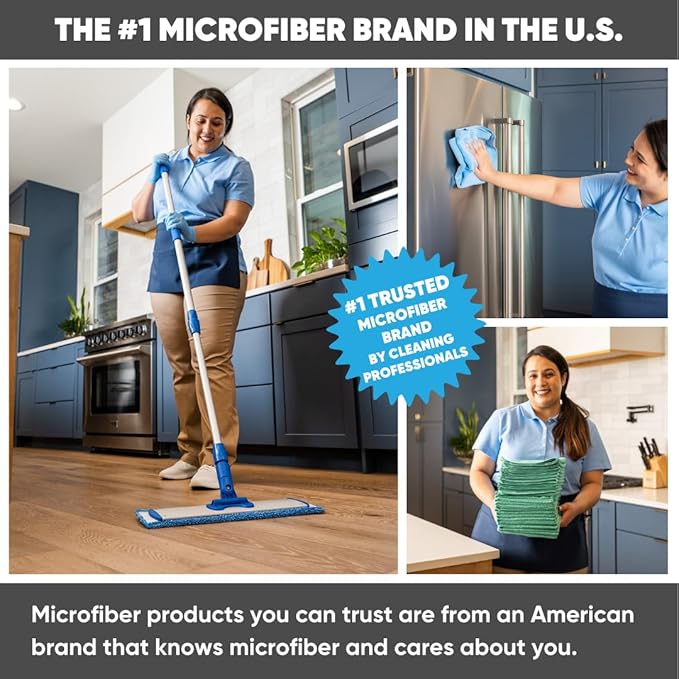 Bulk 18" Microfiber Wet Mop Pads Wholesale - Case Quantity (108 Count) | Use with Any Fastener Style Mop Frame | Machine Washable