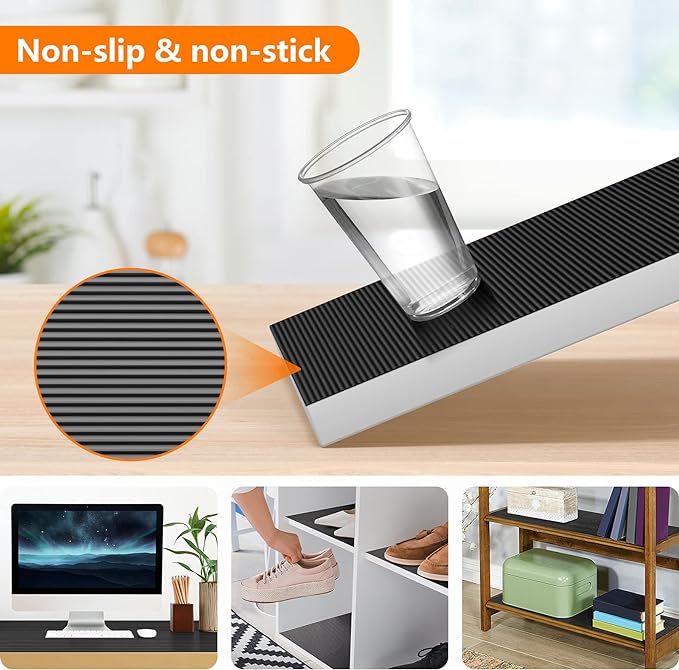 Shelf Liners for Kitchen Cabinets Non Adhesive Drawer Liner EVA Material Cupboard Mat Refrigerator Mats Washable Fridge Liner for Cabinet, Storage and Desks 23.6 x 157.4 Inches