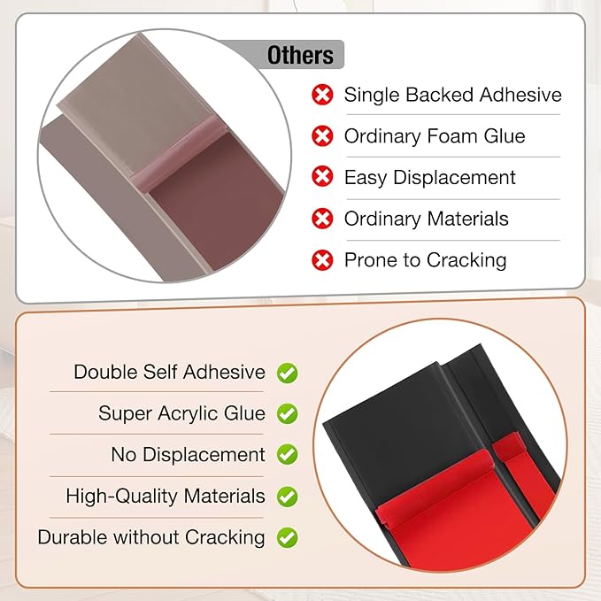 Floor Transition Strip Self Adhesive Vinyl Door Threshold for Doorways Carpet Edging Trim Overlap Edge Reducer for Laminate Floor, Carpet, Tile (Black, 2/5" to 3/5", 6.6Ft)