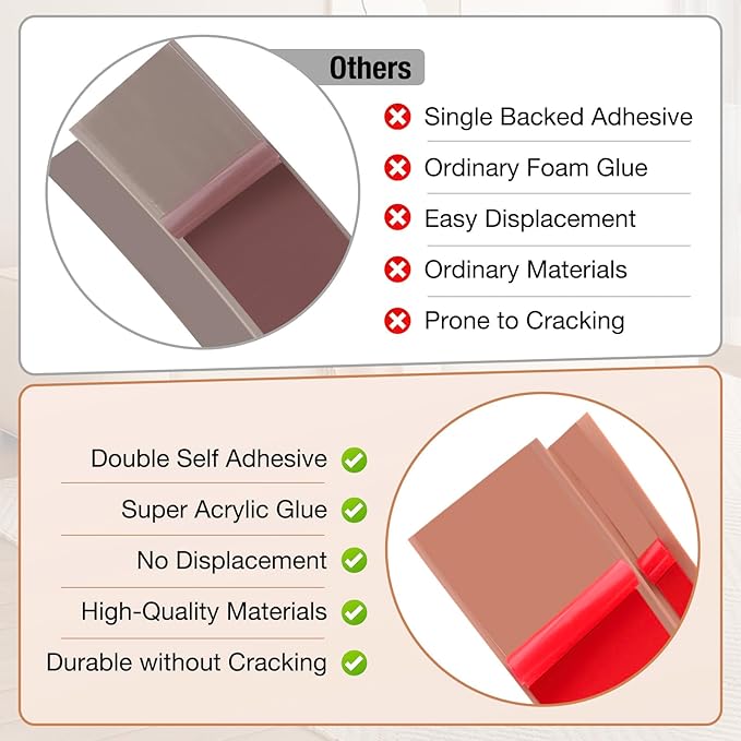 Floor Transition Strip Self Adhesive Vinyl Door Threshold for Doorways Carpet Edging Trim Overlap Edge Reducer for Laminate Floor, Carpet, Tile (Light Brown Wood Grain, 1/5" to 2/5", 6.6Ft)