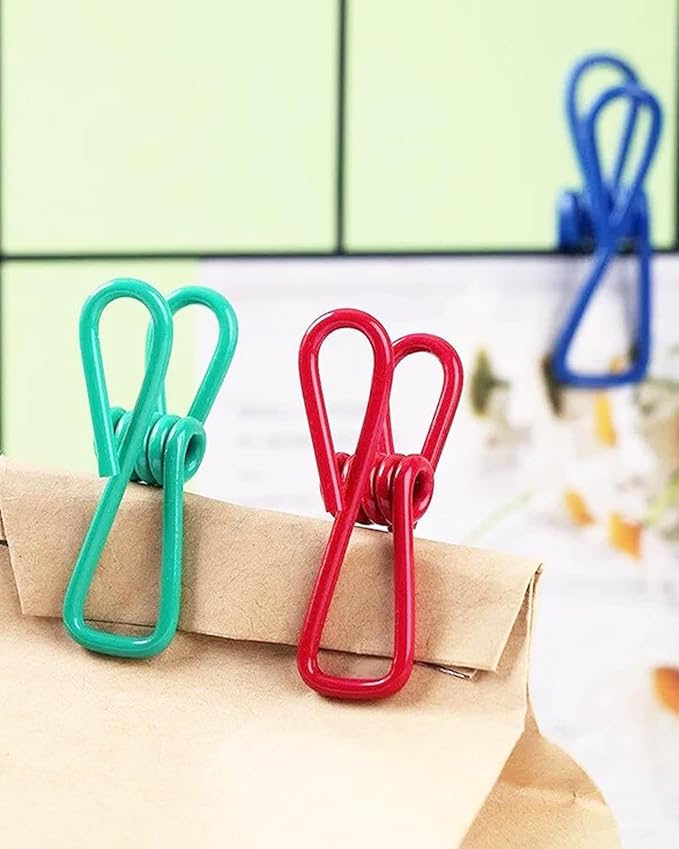 Multipurpose 2 in Chip Bag Clips 12 Pack Metal Clips for Kitchen Food Storage, Laundry Hanging, Bag Chip Bag Sealing - Easy to Use Strong Grip Clips for Home Organizing