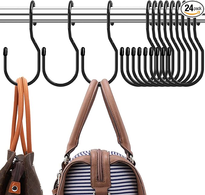24-Pack Purse Hangers for Closet, Large 5-inch Twist Design Hooks for Bags, Purses, Handbags, Belts, Scarves, Hats