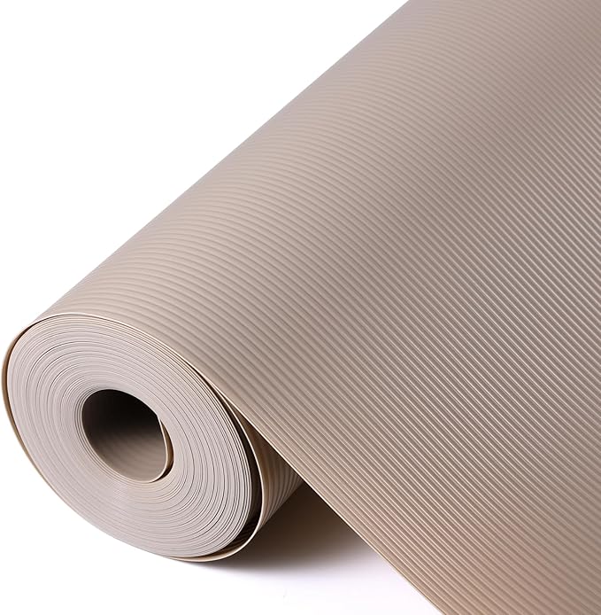 Shelf Liners for Kitchen Cabinets Drawer Liner Non Adhesive Cupboard Mat EVA Material Waterproof Refrigerator Mats Washable Fridge Liner for Cupboard and Desks Liner Beige 11.8 x 118 Inches