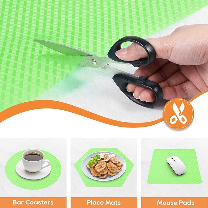Green Fridge Liner Shelf Liners for Kitchen Cabinet Refrigerator Liners Waterproof & Oil-Proof Kitchen Cupboard Liner Non Adhesive Drawer Mats EVA Material for Shelves 11.8 x 393.7 Inches