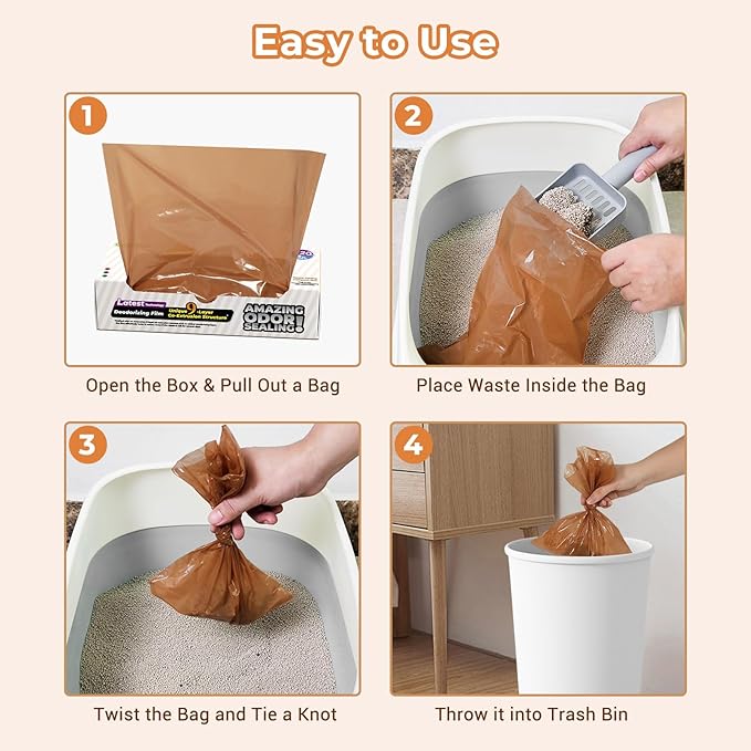 Odor Sealing Small Trash Bags Home & Food Use XS-220 Count Disposable Bags, Durable and Unscented (Color:Brown)