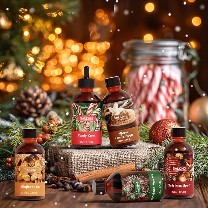 SALKING Christmas Spirit Fragrance Oil, 120ml (4 Fl Oz) Premium Essential Oils for Diffuser, Candle Scents for Candle Making, Soap Making Supplies, Diffuser Oil Scents, Holiday Gifts