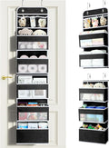LAMU 6-Tier Over The Door Organizer, Swing - Proof Closet Door Organizer, Flexible 1 Split into 2 Over The Door Storage Organizer for Nursery, Bathroom, Bedroom, Black, 5 x 14 x 61in