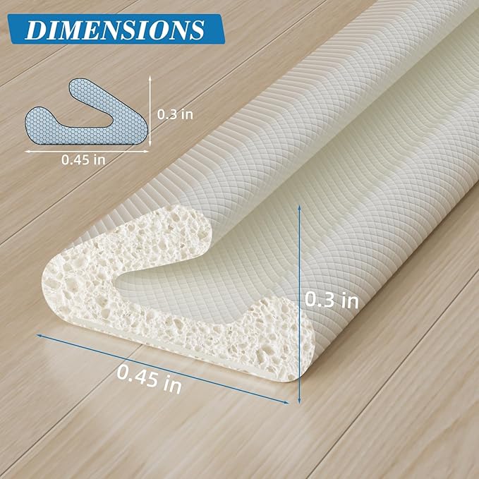 V-Shaped Weather Stripping Door Seal, 19.7FT Draft Stopper for Doors/Windows, Gaps, Dustproof, Soundproof & Thermal Insulating, Noise-Reducing, Light-Blocking Door Gap Filler