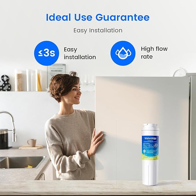Waterdrop EDR4RXD1 Replacement for EveryDrop® Filter 4, Whirlpool® UKF8001, 4396395, Maytag® UKF8001AXX-200, UKF8001AXX-750, WD-F07, Refrigerator Water Filter, 3 Filters (Package May Vary)