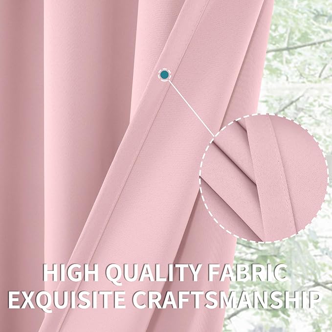 BGment Baby Pink Room Darkening Curtains 45 Inches Long for Short Window - Small Thermal Insulated with Rod Pocket Privacy for Cafe Kithchen Bathroom Girl Bedroom, 34 x 45 Inch, 2 Panels