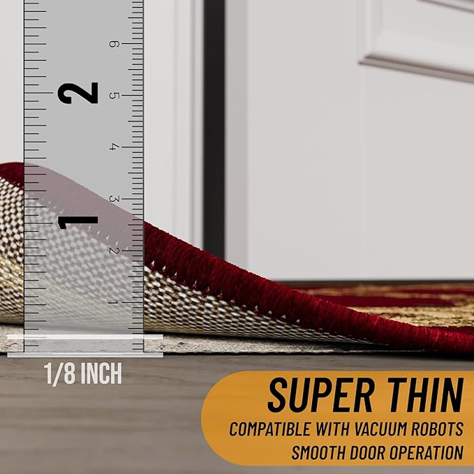Ottomanson 7'8" x 8' Non-Slip Rug Pad Gripper 1/12 Inch Ultra Thin Dual Surface Felt + Rubber Gripper - Safe for All Floors, Cream