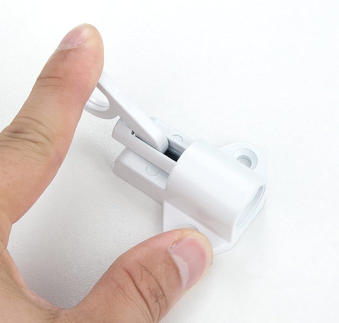 3 Packs Self-Closing Latches，White Spring Door Lock，Resilient Bolt Latch Aluminum Alloy Safety Automatic Spring Barrel Slide Door Lock with Screws,Used for Gate,Window and Cabinet etc