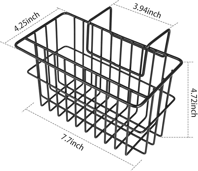 Kitchen Sponge Holder, Dish Brush Holder, Slim Sink Organization/Draining Basket/Liquid Drainer/Water Trough Rack, Kitchen Essential Tools, 304-Stainless Steel (Black)