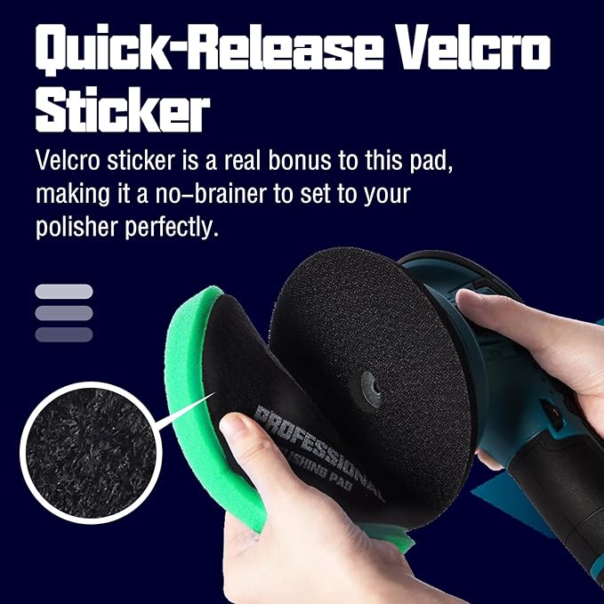 6 Inch Polishing Pad - High-Density Buffing Sponge Pads - 3Pcs Green Heavy Polish Pad - 6.5 Inch Face for 6 Inch 150mm Backing Plate - for Car Buffer Polisher Compounding, Polishing & Waxing