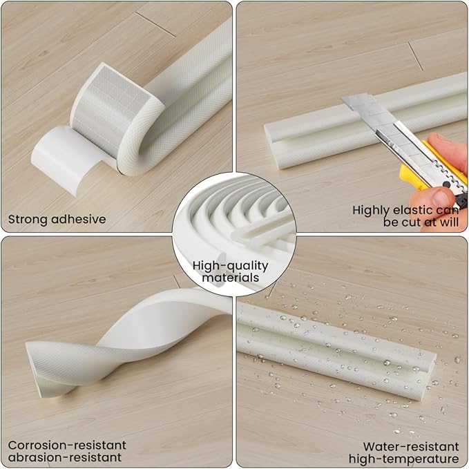 V Shape Foam Weather Stripping Door Frame Seal Strip 2Pcs×26FT White, Draft Stopper, Insulation Winter, Weatherstripping, Gap Sealing, Soundproofing, Self-Adhesive Used for Exterior Front Door Side