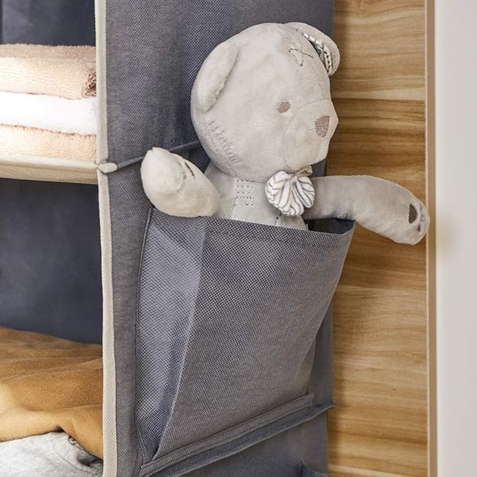 YOUDENOVA Hanging Closet Organizer, 4-Shelf Closet Hanging Storage Shelves, Grey