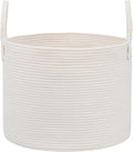 Woven Blanket Basket,115L Large Rope Storage Bin with Handles, Organizer for Blankets Toys Book and Clothes, Laundry Basket for Living Room Bedroom Nursery,White