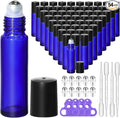KEYWING 54 Pack Blue Essential Oil Roller Bottles – 10ml Glass Roll-On Bottles with Stainless Steel Roller Balls & Caps, Refillable Perfume Containers for Travel & DIY