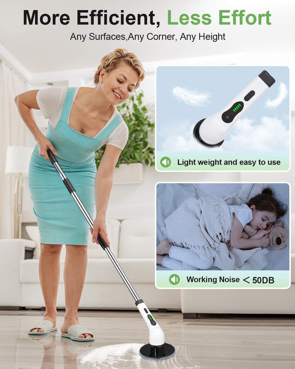 Cordless Electric Spin Scrubber, Power Brush, 9 Brush Heads