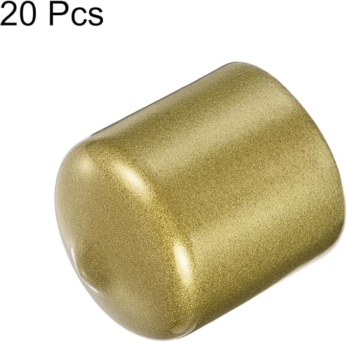 uxcell 20pcs Rubber End Caps 29mm ID Vinyl Round Tube Bolt Cap Cover Thread Protectors Gold