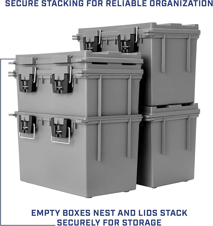 Sheffield 12775 XL Storage Bins With Lids, 2-Pack Stackable Storage Bins, Made in USA, Lockable and Water-Resistant Containers with Lids, Plastic Containers for Home, Classroom, and Dorm