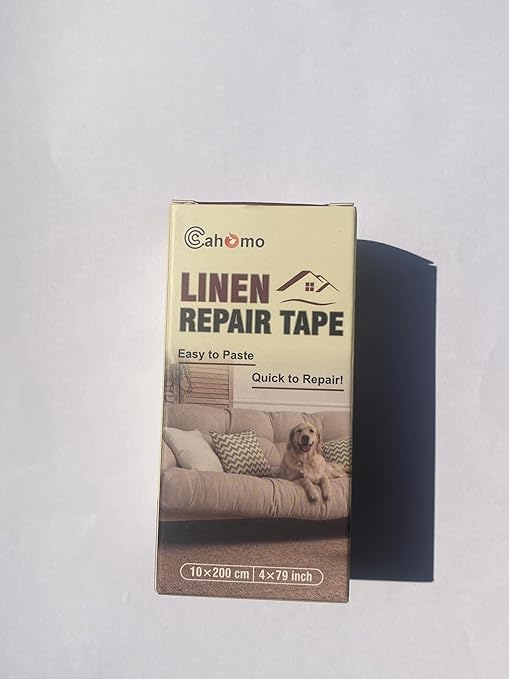 Linen Repair Tape 4x79 inch, Self Adhesive Fabric Patches, Linen Patch Tape Kit, Fabric Repair Tape for Couch Sofas, Headboards, Chairs, Pillows, Curtains, Couches - Blue
