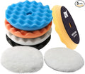 Buffing Polishing Pads, ZFE 7Pcs 5"(125mm) Waffle Foam Buffing Pads Polishing Pads Wool Pad Kit for 5Inch Backing Plate RO/DA/GA Car Polisher Boat Compounding, Polishing and Waxing