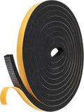 13Feet Weather Stripping (1/2 Inch X 2/5 Inch) Door Seal Strip, Strong Adhesive, Lightproof, Soundproof, Weatherproof Foam Tape Insulation for Sliding Door, Front Door Frame, Windows- Black