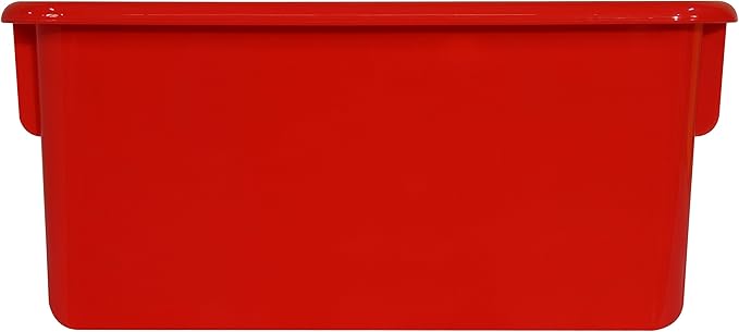 Wood Designs Cubby Storage Bin, Heavy Duty Plastic Containers for Kids Red Cubby Tray Set of 20