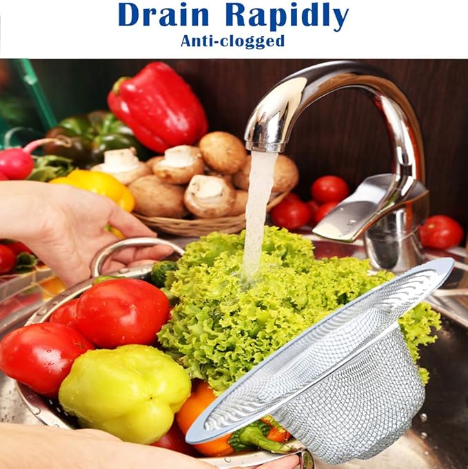 2 Pcs Heavy Duty Stainless Steel Slop Basket Filter Trap, 4.41" Top / 2.44" Mesh Metal Sink Strainer, Perfect for Kitchen Sink/Bathroom Bathtub RV Wash Basin Floor Drain Balcony Drain Hole