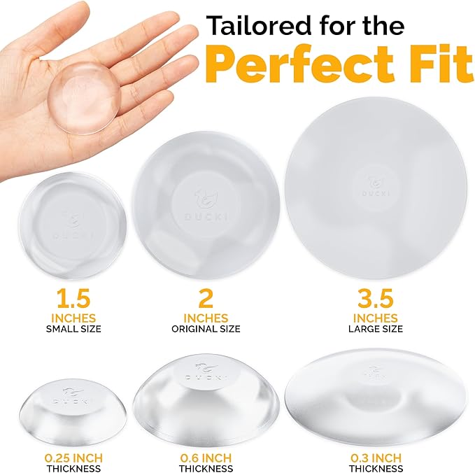 Ducki Door Stop Wall Protector | Self Adhesive Door Knob Wall Protectors from Door Knobs | Rubber Door Stoppers for Wall Damage & Noise | Durable, Shock Absorbent & Discreet | 2 Pack Clear Door Stops