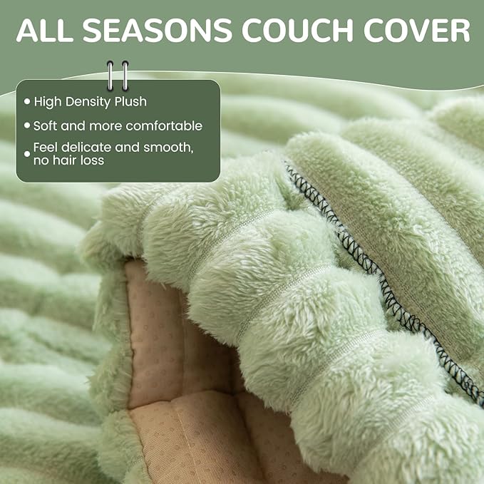OTOB Couch Cover for Dogs Washable, Non Slip Funny Pet Couch Covers Sofa Slipcovers Cushion Mat, Plush Soft Cozy Pet Friendly Furniture Protector, All Seasons (Matcha Green, 23.6" x 47.2")