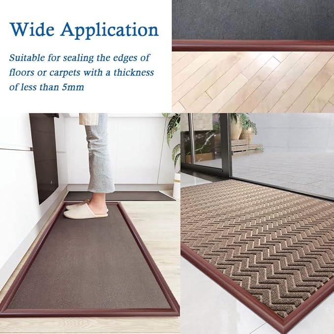 Floor Transition Strip Self Adhesive Carpet & Flooring Transitions Edging Trim Strip PVC Threshold Transitions Suitable for Threshold Height Less Than 5mm (10Ft, Wood Grain Coffee)