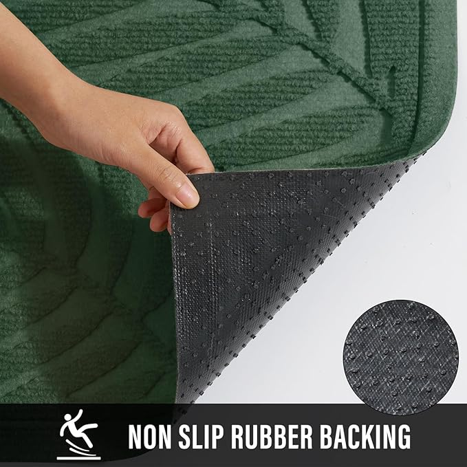 Front Door Mat, Absorbent Resist Dirt Welcome Door Mat Indoor Outdoor, Waterproof Doormat, Sturdy Non Slip Backing, Fade Resistant, Low Profile Entry Mat for Entryway, 36×24, Green